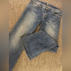 7 For All Mankind Dojo Jeans Women’s Size 30 Wide Leg Bootcut Flare Medium Wash